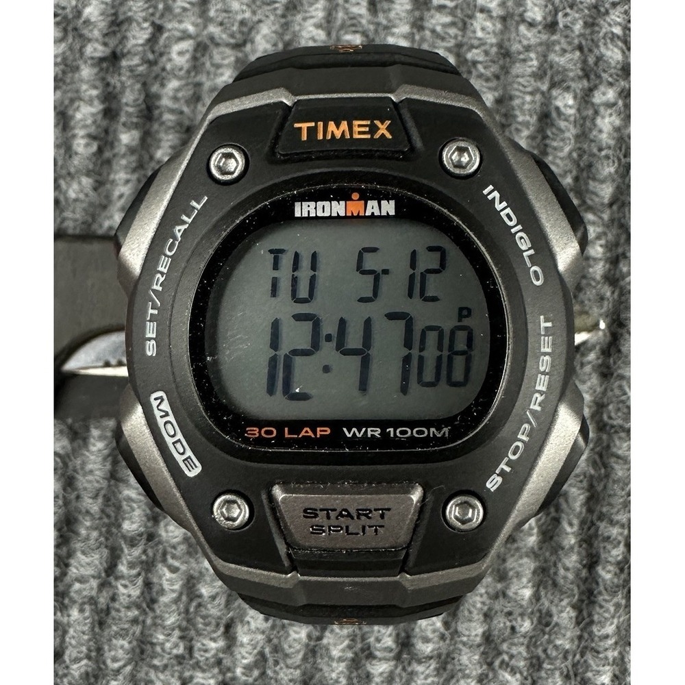 Timex Ironman Mens Watch 39mm Digital 30 Lap Indiglo T5K821 Tested Working